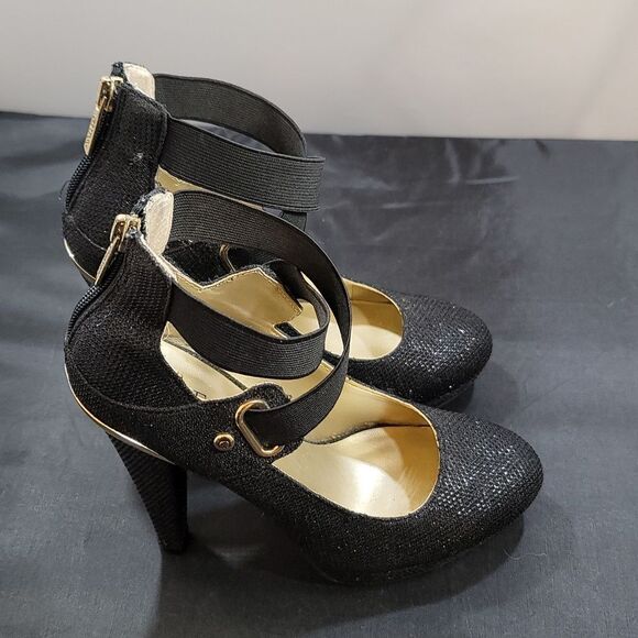 GUESS SHIMMER GLITTER CRISS-CROS STRAPS HIGH HEEL STILETTO PUMP - Picture 9 of 15